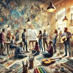 هنرمندان در حال همکاری و ایجاد رقابت سالم برای رشد جمعی در هنر.تقویت فرهنگ